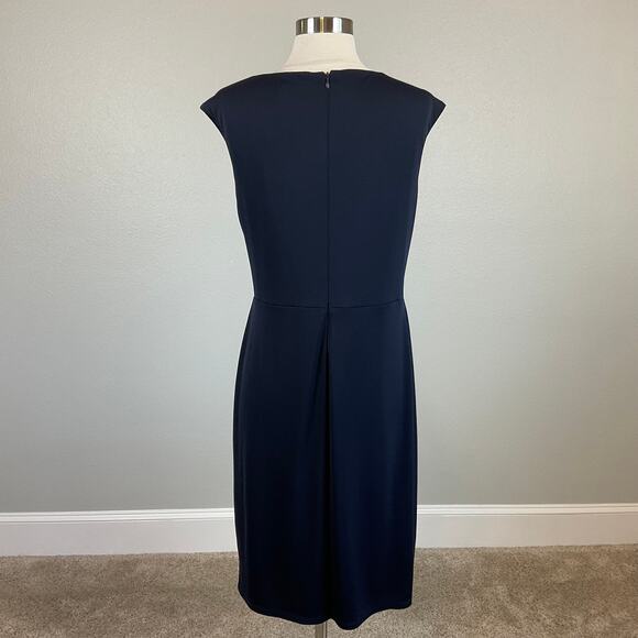Ralph Lauren Embellished Sleeveless Sheath Cocktail Dress Navy Blue Size 10 - Picture 7 of 14